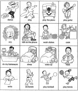 esl verb cards (actions) for beginner gesture game
