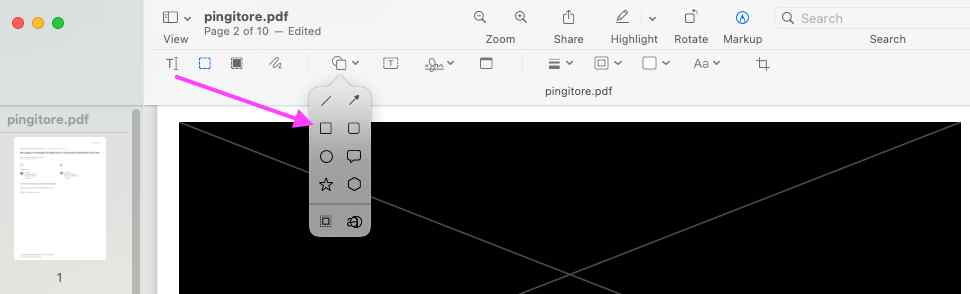 Rectangle tool in Preview