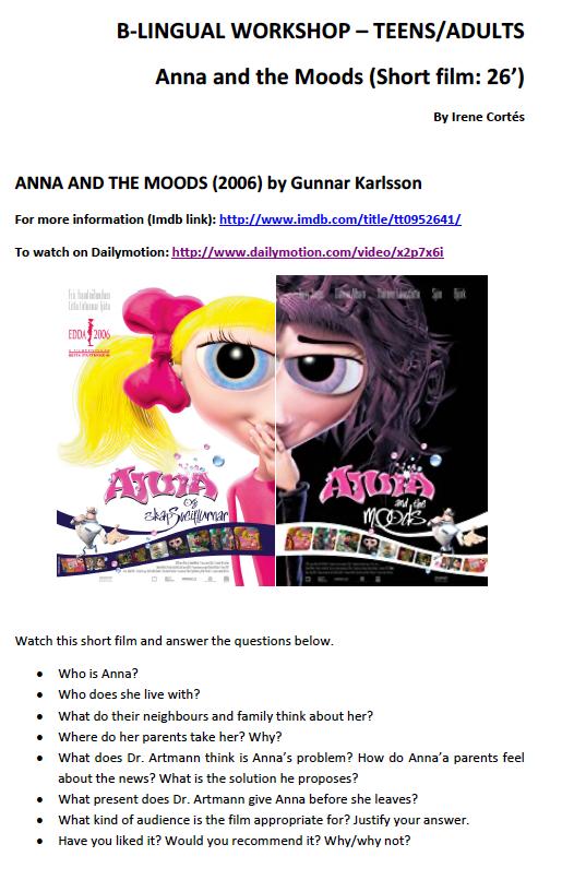 Anna and the Moods worksheet preview