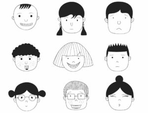 Difference faces of nine children