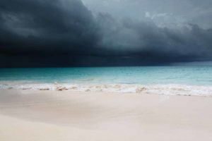 A storm approaching a beach